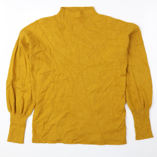 Peacocks Womens Yellow High Neck Viscose Pullover Jumper Size 14