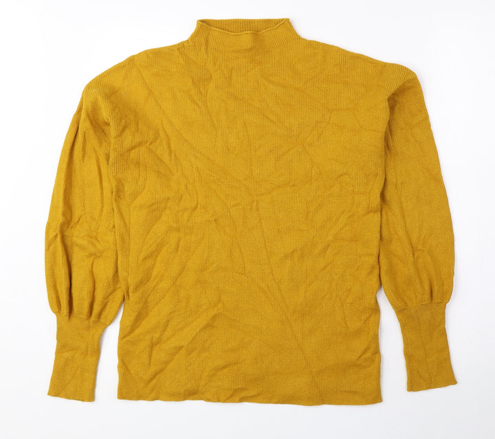 Peacocks Womens Yellow High Neck Viscose Pullover Jumper Size 14