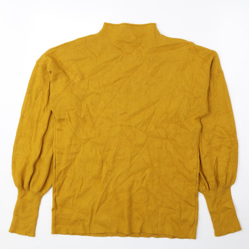 Peacocks Womens Yellow High Neck Viscose Pullover Jumper Size 14