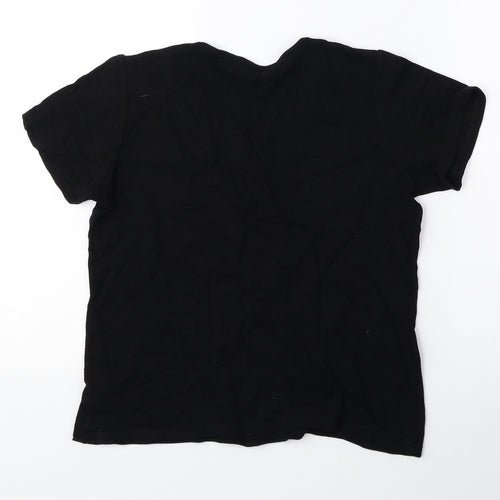EWM Womens Black Viscose Basic Blouse Size M V-Neck
