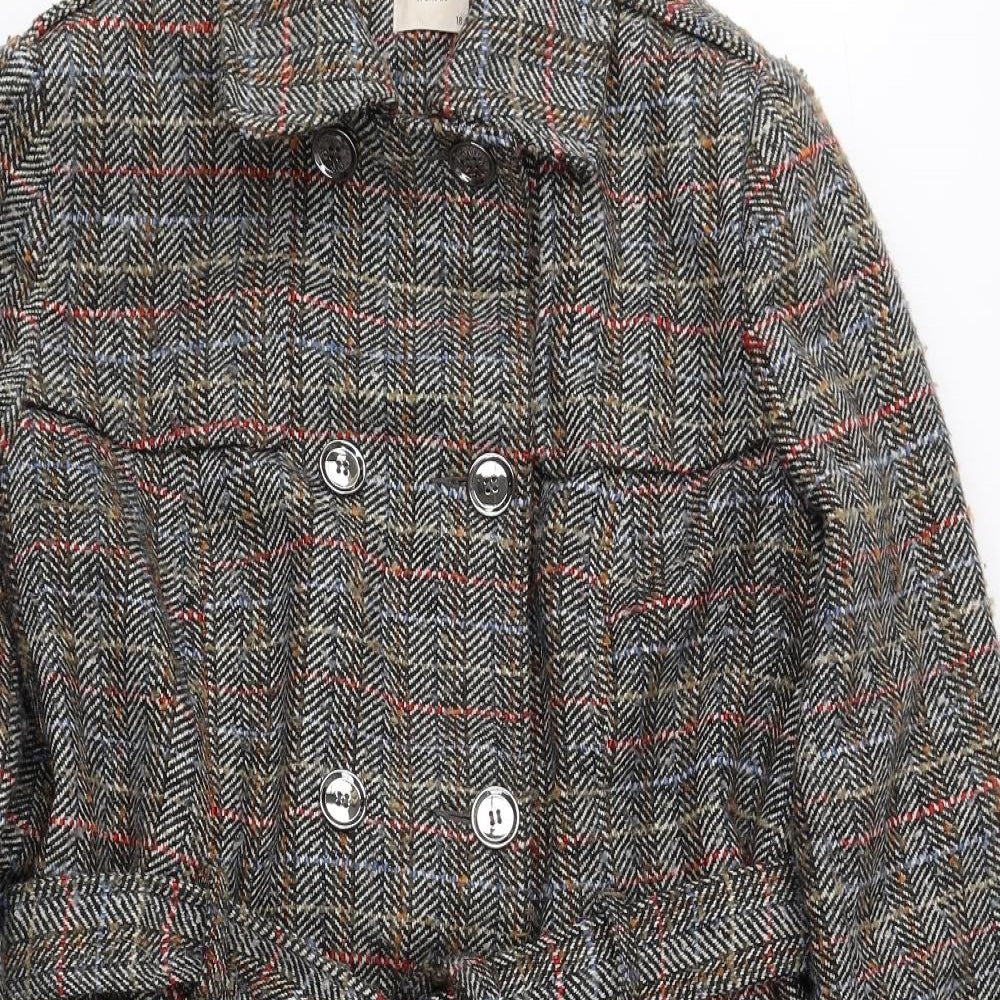 TU Womens Multicoloured Herringbone Pea Coat Coat Size 18 Button
