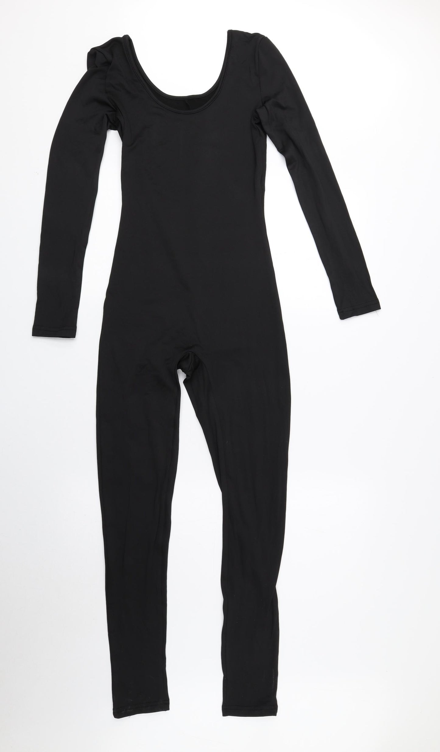 Preworn Womens Black Polyester Catsuit One-Piece Size S Pullover