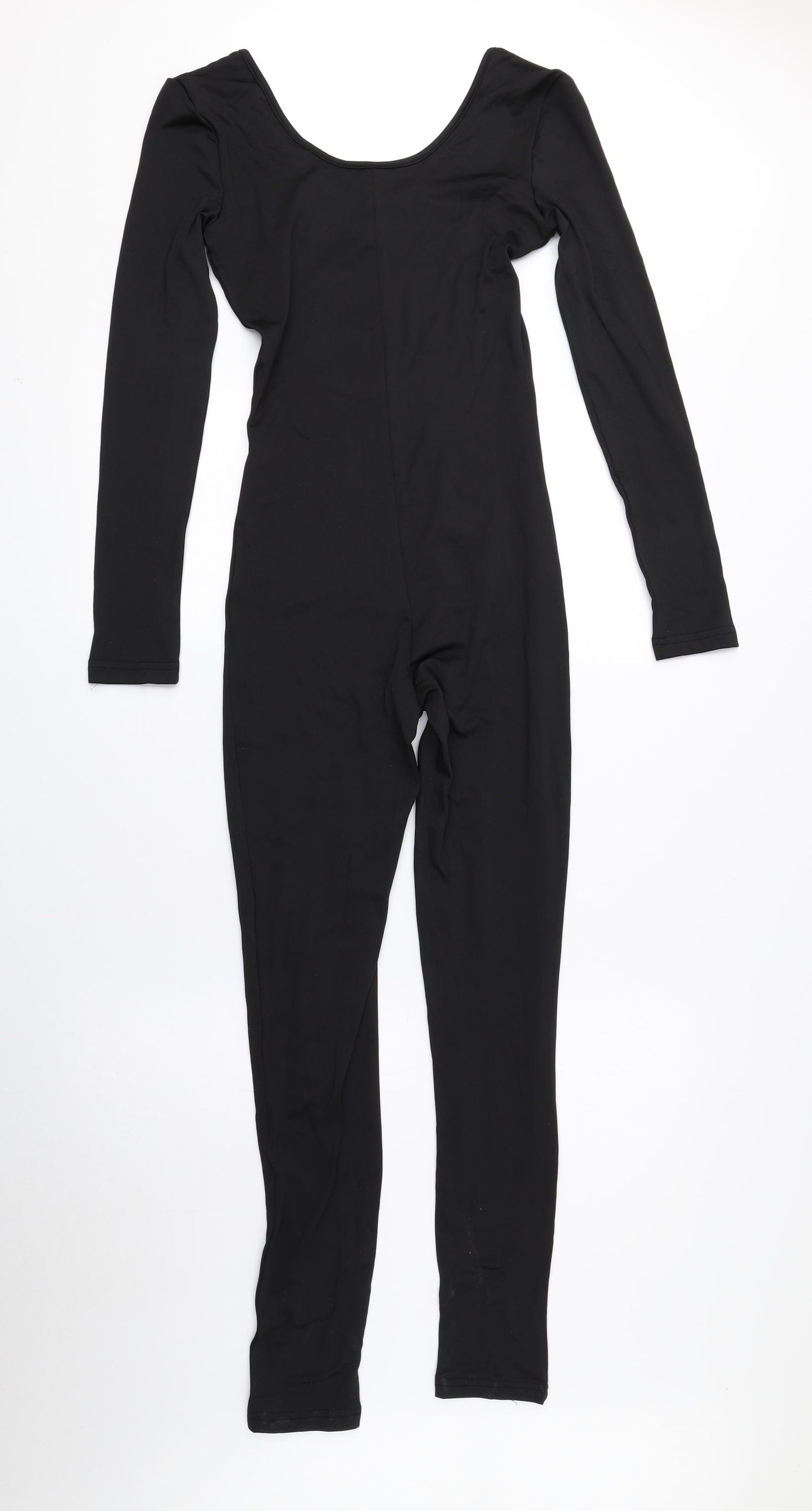 Preworn Womens Black Polyester Catsuit One-Piece Size S Pullover