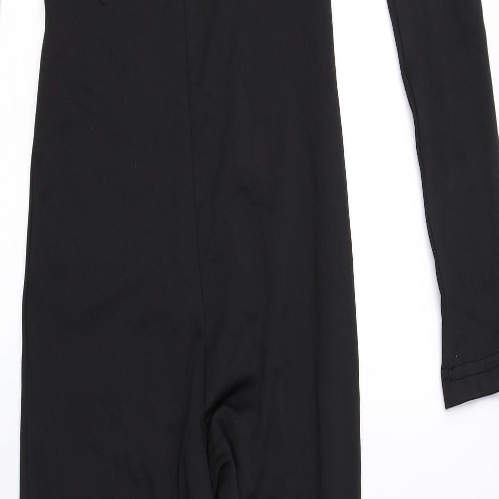 Preworn Womens Black Polyester Catsuit One-Piece Size S Pullover