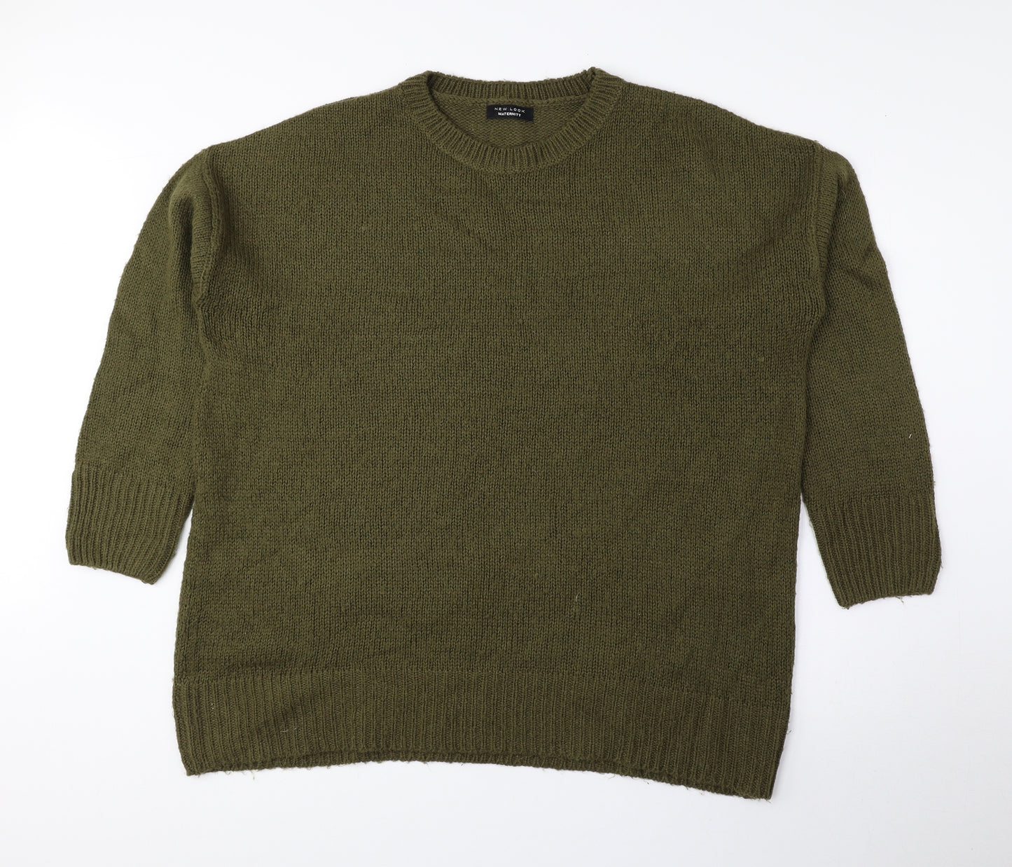 New Look Womens Green Round Neck Acrylic Pullover Jumper Size L
