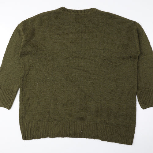 New Look Womens Green Round Neck Acrylic Pullover Jumper Size L