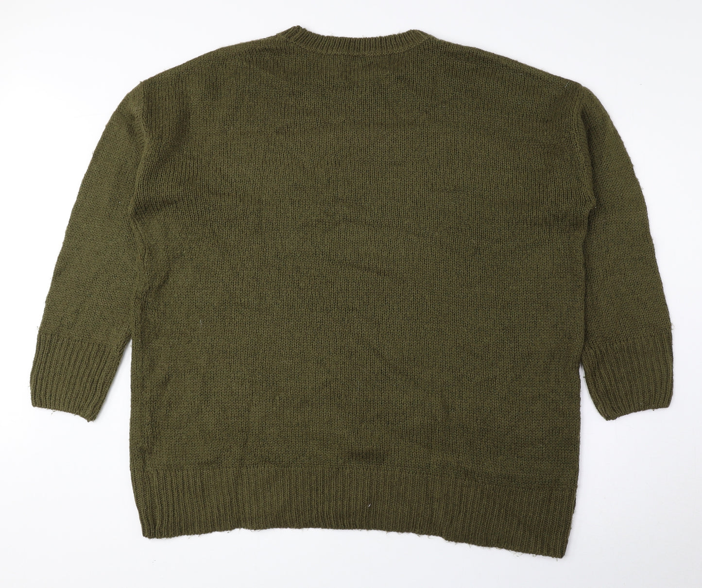 New Look Womens Green Round Neck Acrylic Pullover Jumper Size L