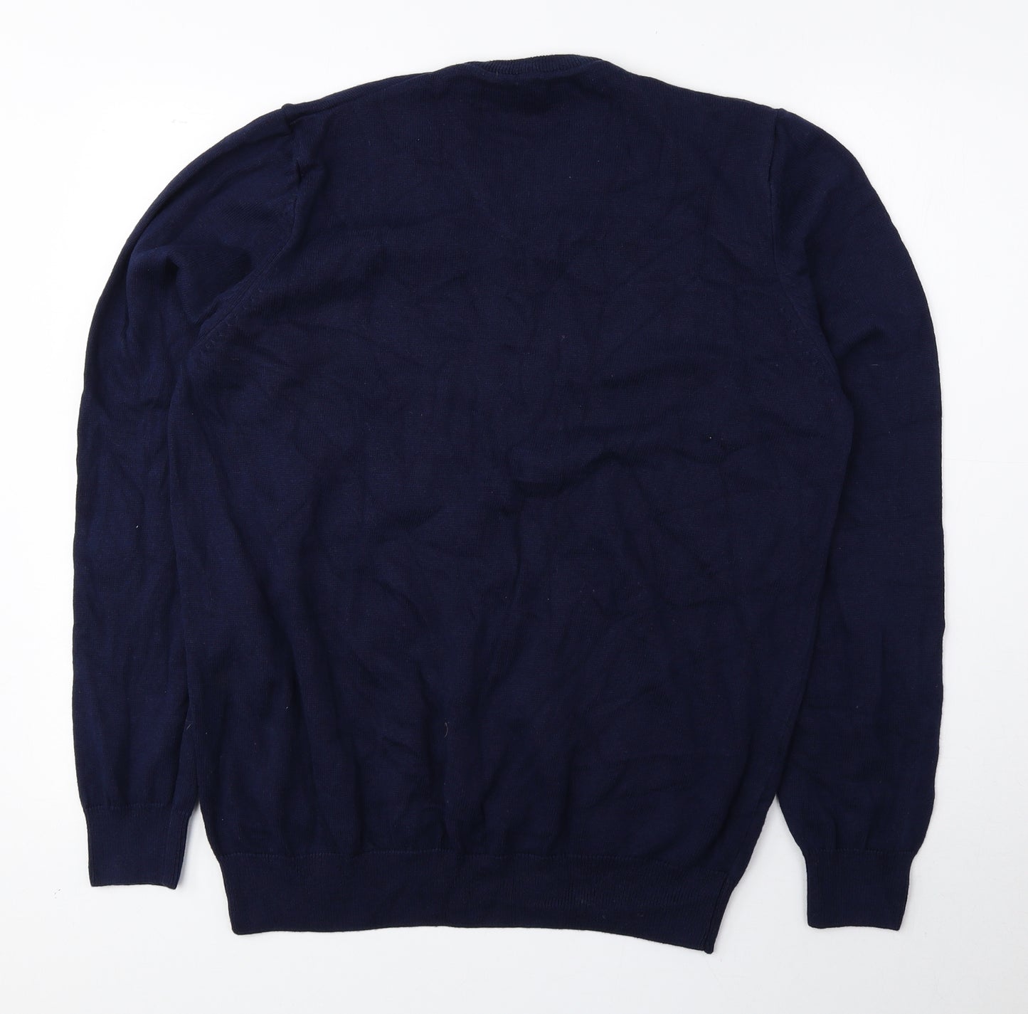 Preworn Mens Blue V-Neck Cotton Pullover Jumper Size XL