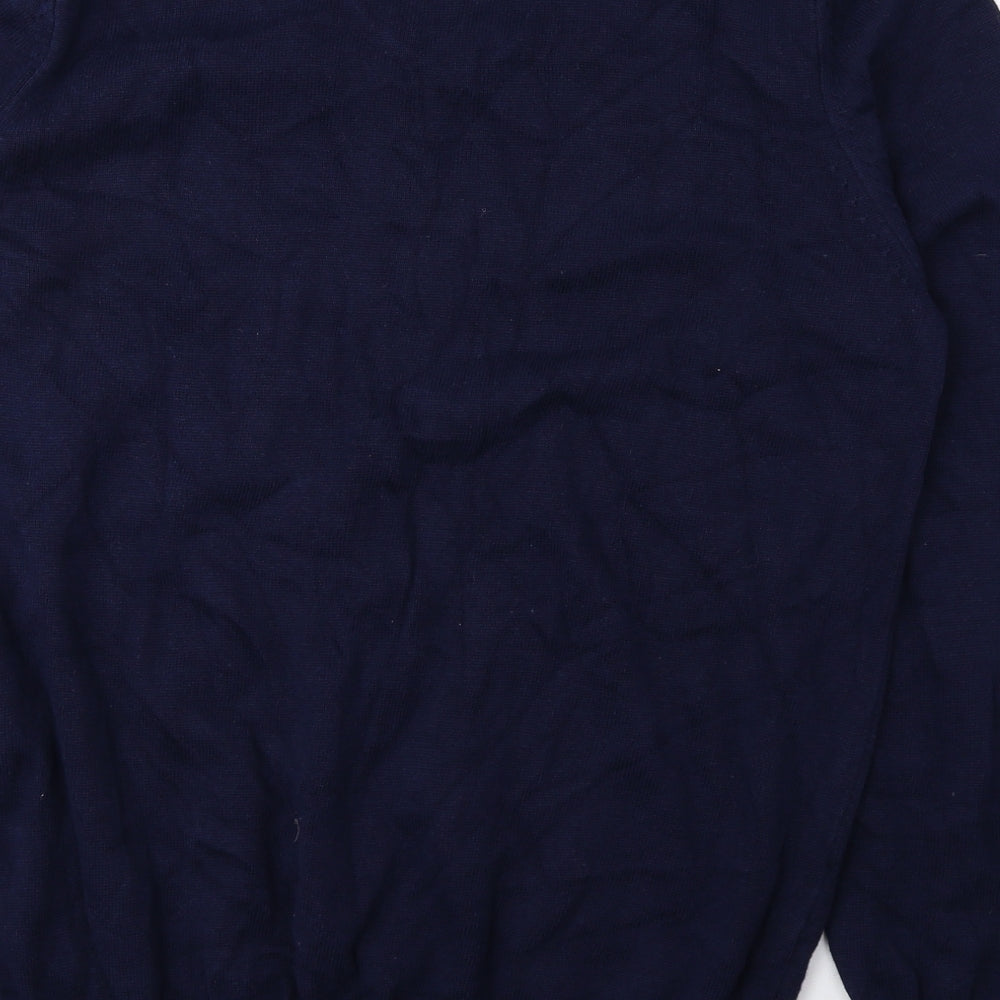 Preworn Mens Blue V-Neck Cotton Pullover Jumper Size XL