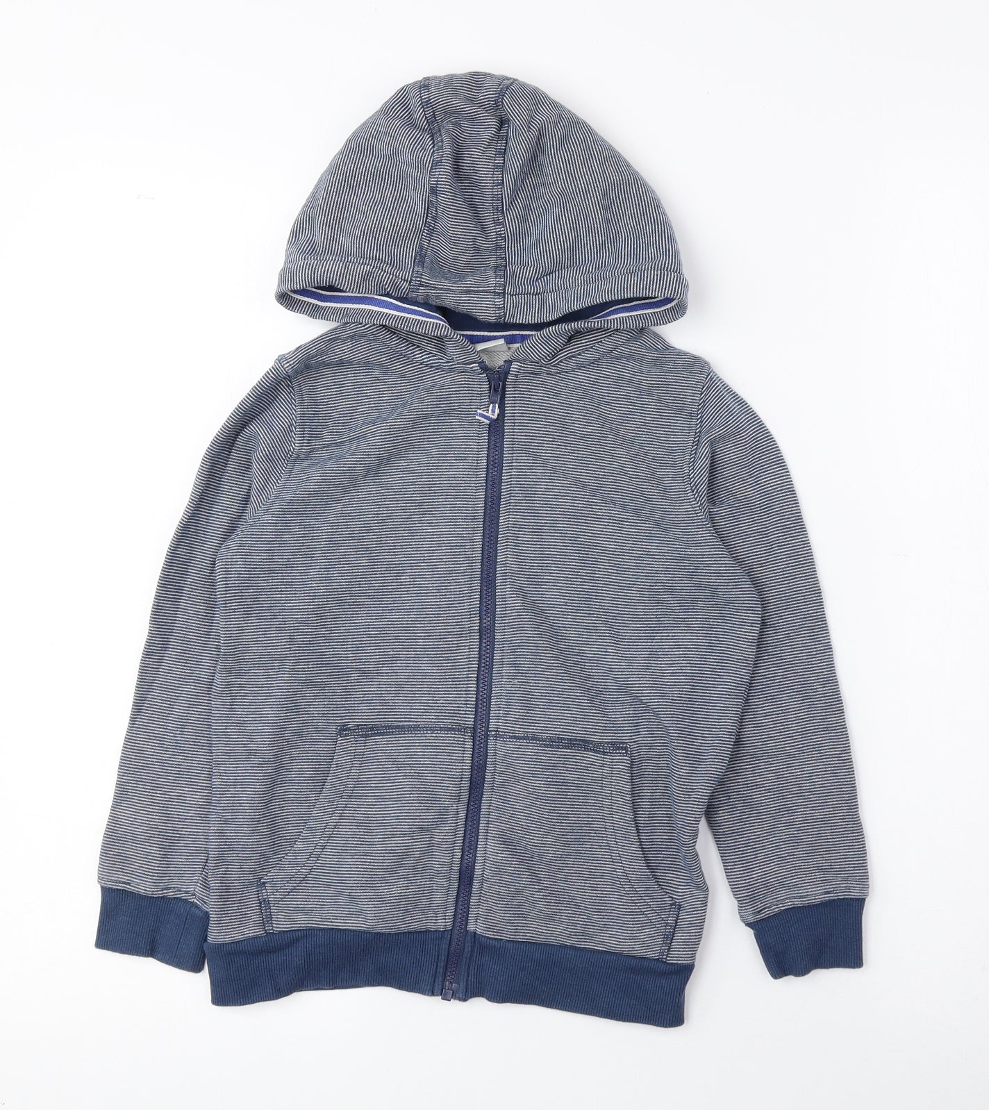 TU Boys Blue Striped Cotton Full Zip Hoodie Size 5-6 Years Zip