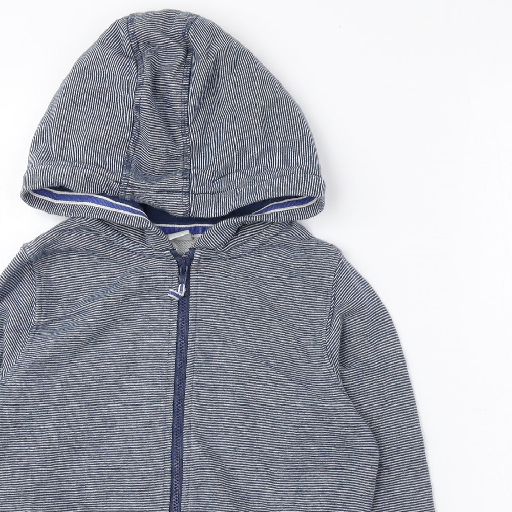 TU Boys Blue Striped Cotton Full Zip Hoodie Size 5-6 Years Zip
