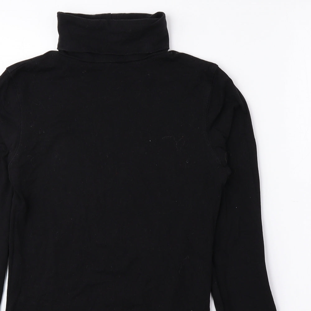 Atmosphere Womens Black Cotton Basic Blouse Size 8 Roll Neck