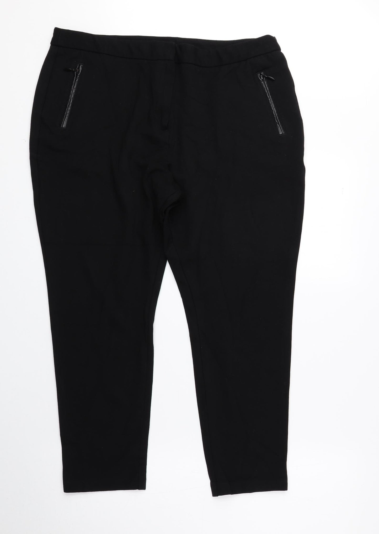 George Womens Black Viscose Trousers Size 18 L24.5 in Regular Zip