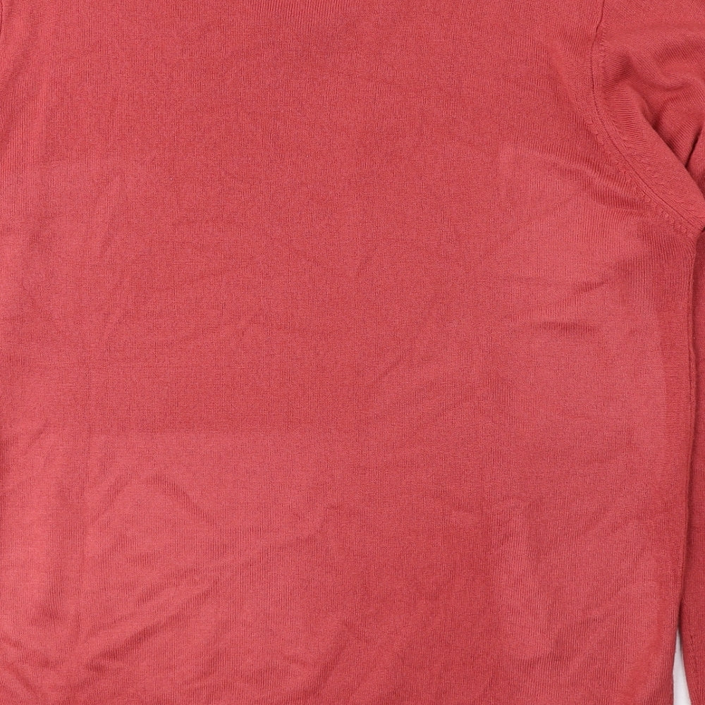 Marks and Spencer Mens Pink V-Neck Acrylic Pullover Jumper Size XL