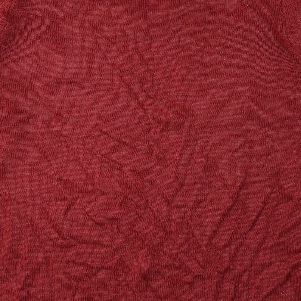 EWM Mens Red V-Neck Acrylic Pullover Jumper Size L