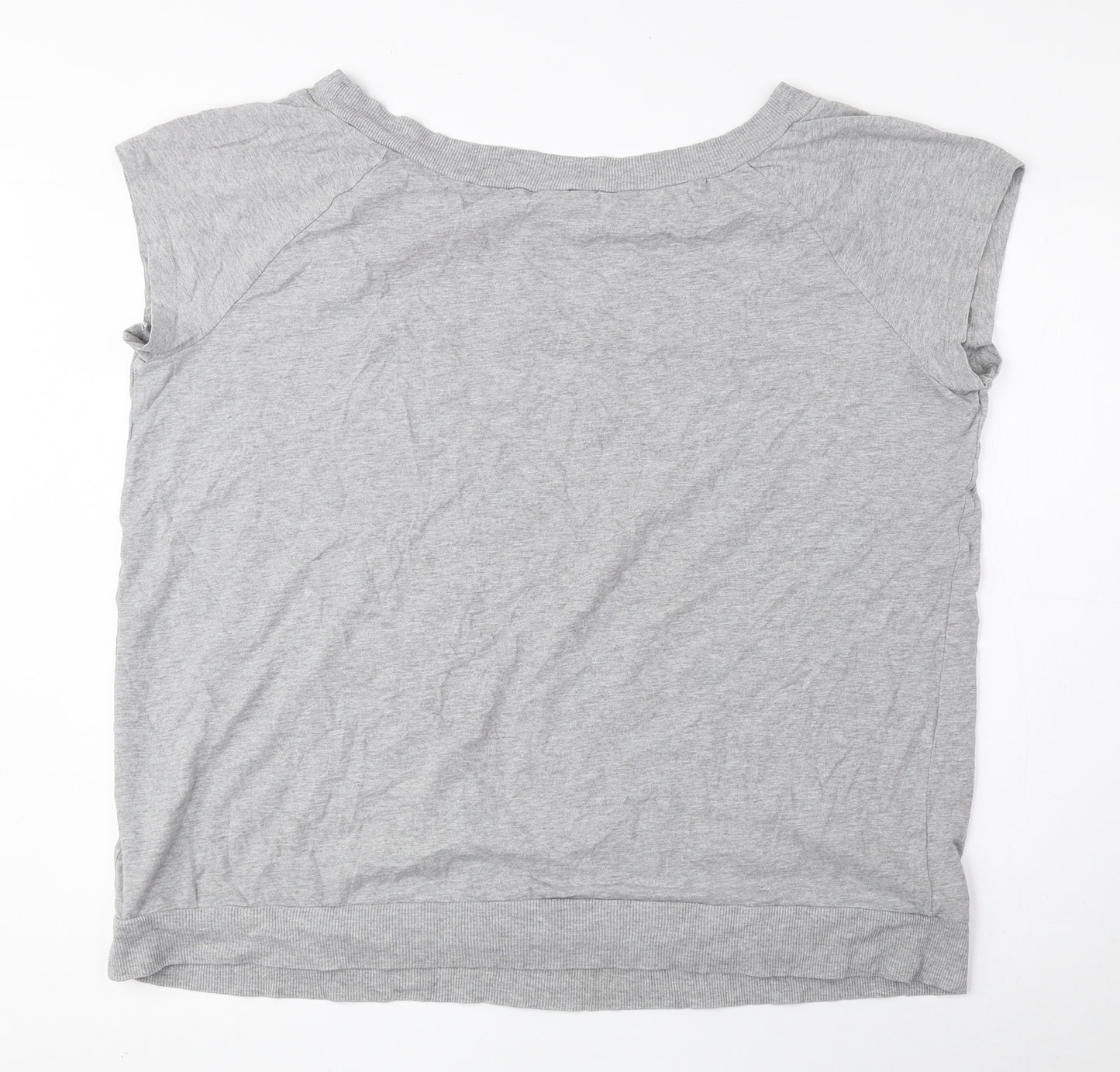 Preworn Womens Grey Cotton Basic Blouse Size 20 Boat Neck