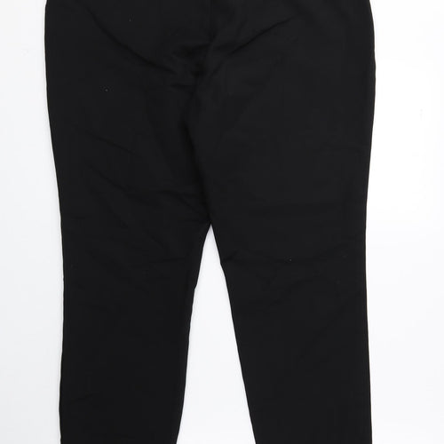 Papaya Womens Black Cotton Trousers Size 16 L24.5 in Regular Hook & Eye