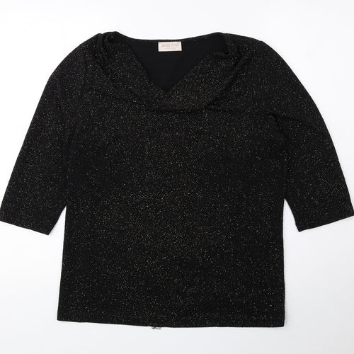 Anna Rose Womens Black Polyester Basic Blouse Size L Cowl Neck