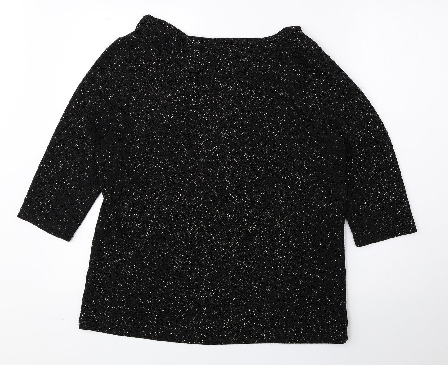 Anna Rose Womens Black Polyester Basic Blouse Size L Cowl Neck