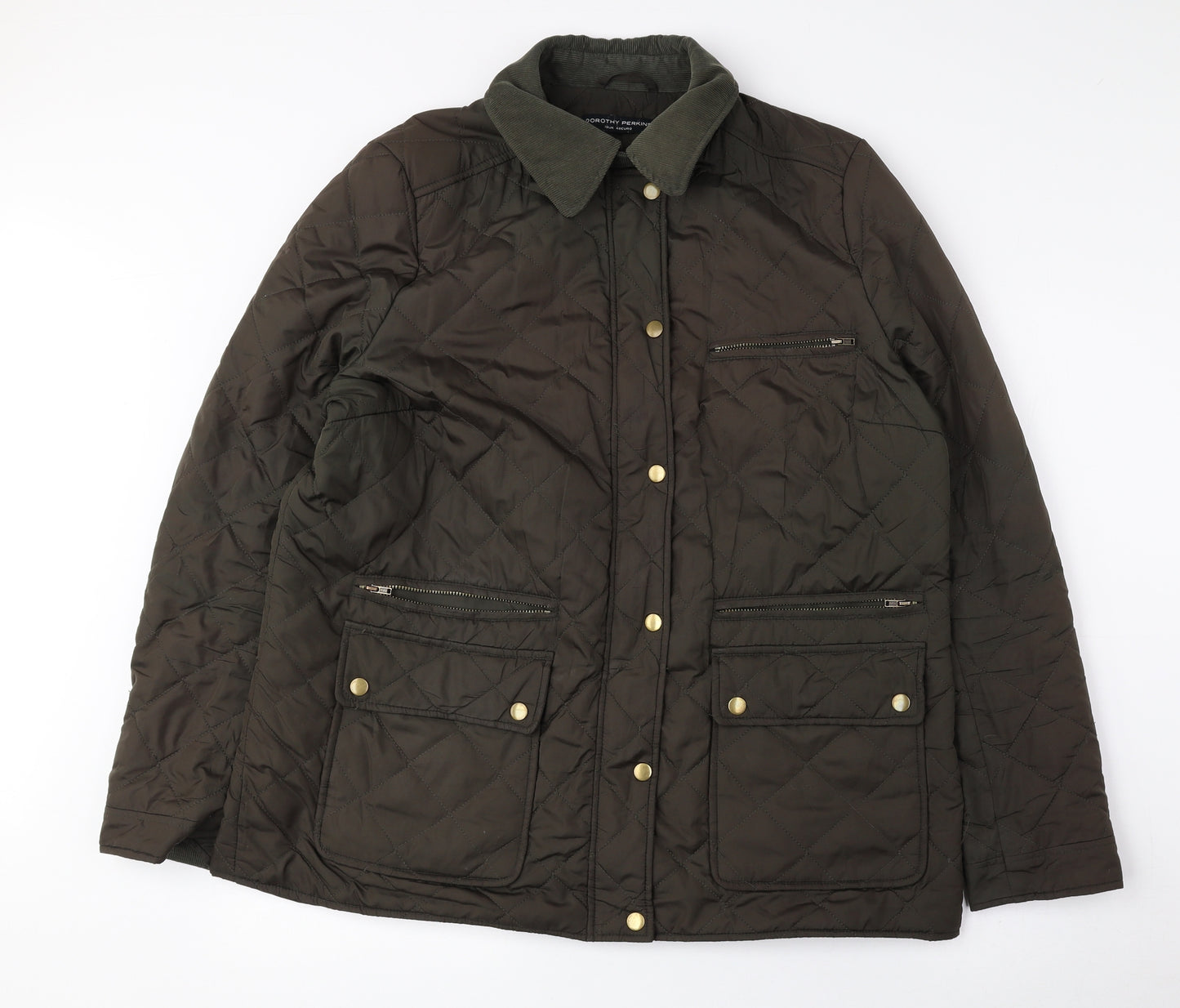 Dorothy Perkins Womens Green Quilted Coat Size 18 Snap