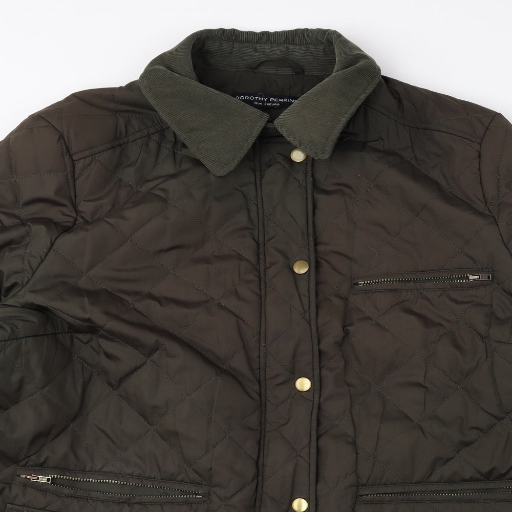 Dorothy Perkins Womens Green Quilted Coat Size 18 Snap