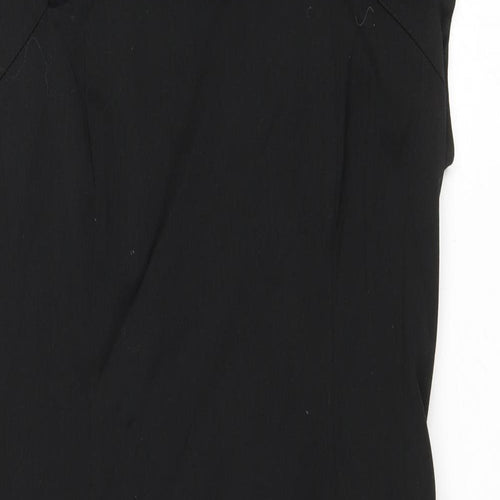 Warehouse Womens Black Polyester Sheath Size 14 Square Neck Zip