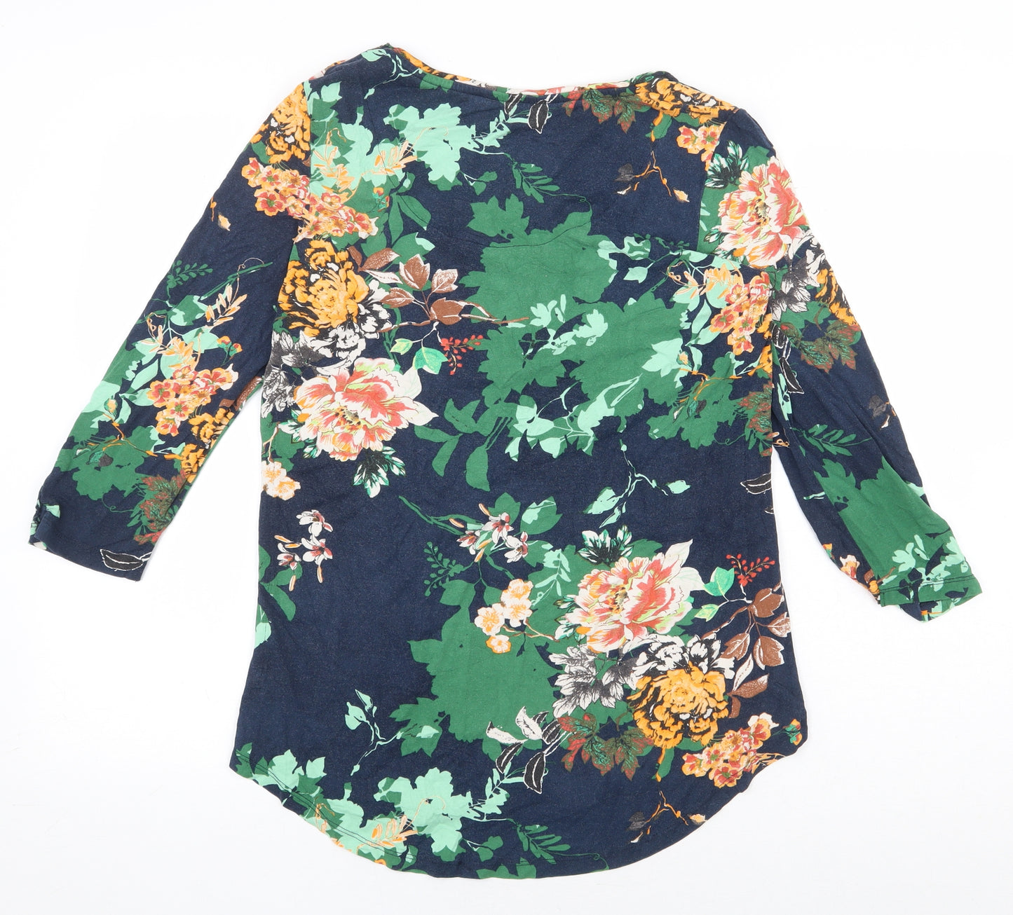 M&Co Womens Multicoloured Floral Viscose Basic Blouse Size 14 Scoop Neck
