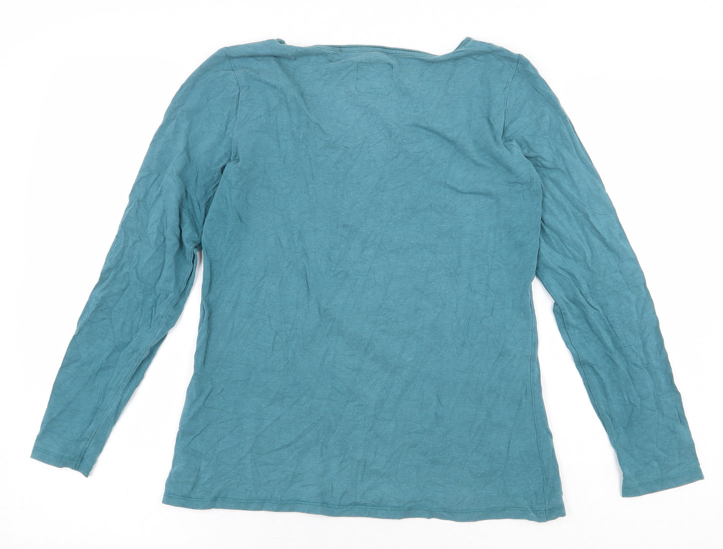 Mistral Womens Green Cotton Basic T-Shirt Size 14 Scoop Neck