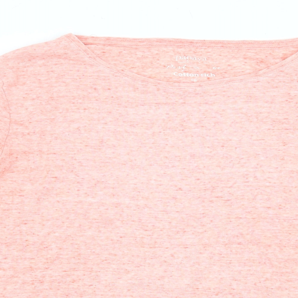Papaya Womens Red Cotton Basic T-Shirt Size 18 Round Neck