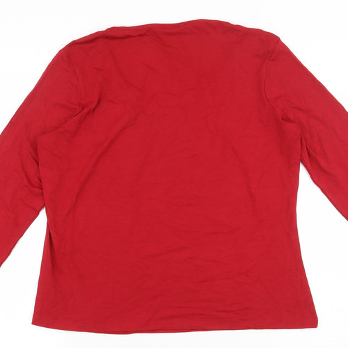 Marks and Spencer Womens Red Viscose Basic Blouse Size 10 Round Neck