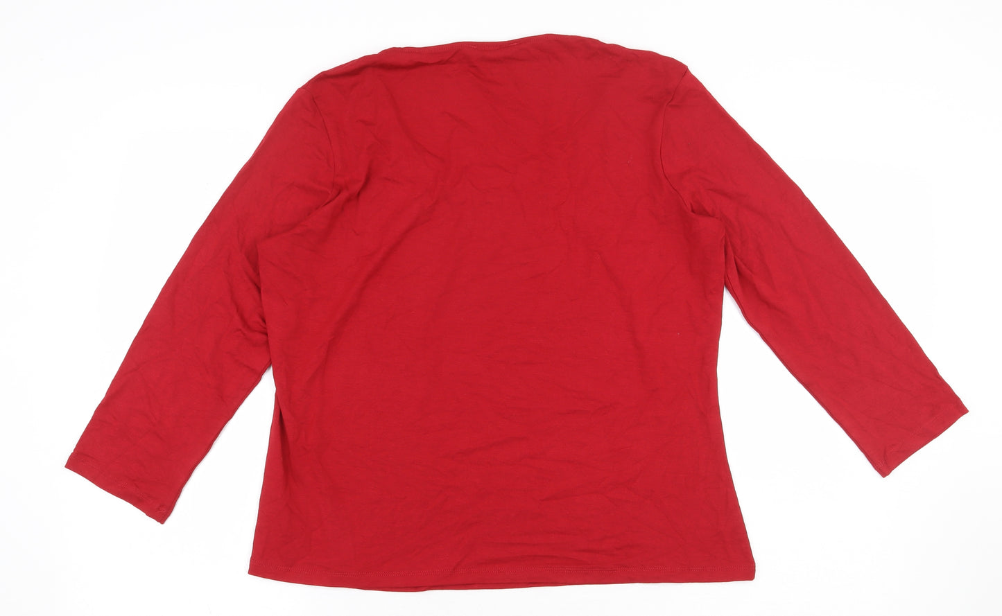 Marks and Spencer Womens Red Viscose Basic Blouse Size 10 Round Neck