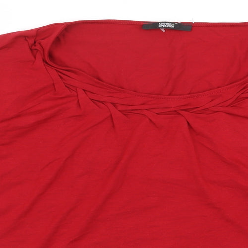 Marks and Spencer Womens Red Viscose Basic Blouse Size 10 Round Neck