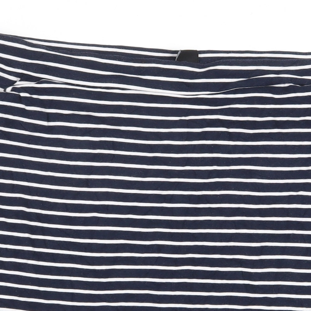 Atmosphere Womens Blue Striped Cotton Basic T-Shirt Size 8 Off the Shoulder