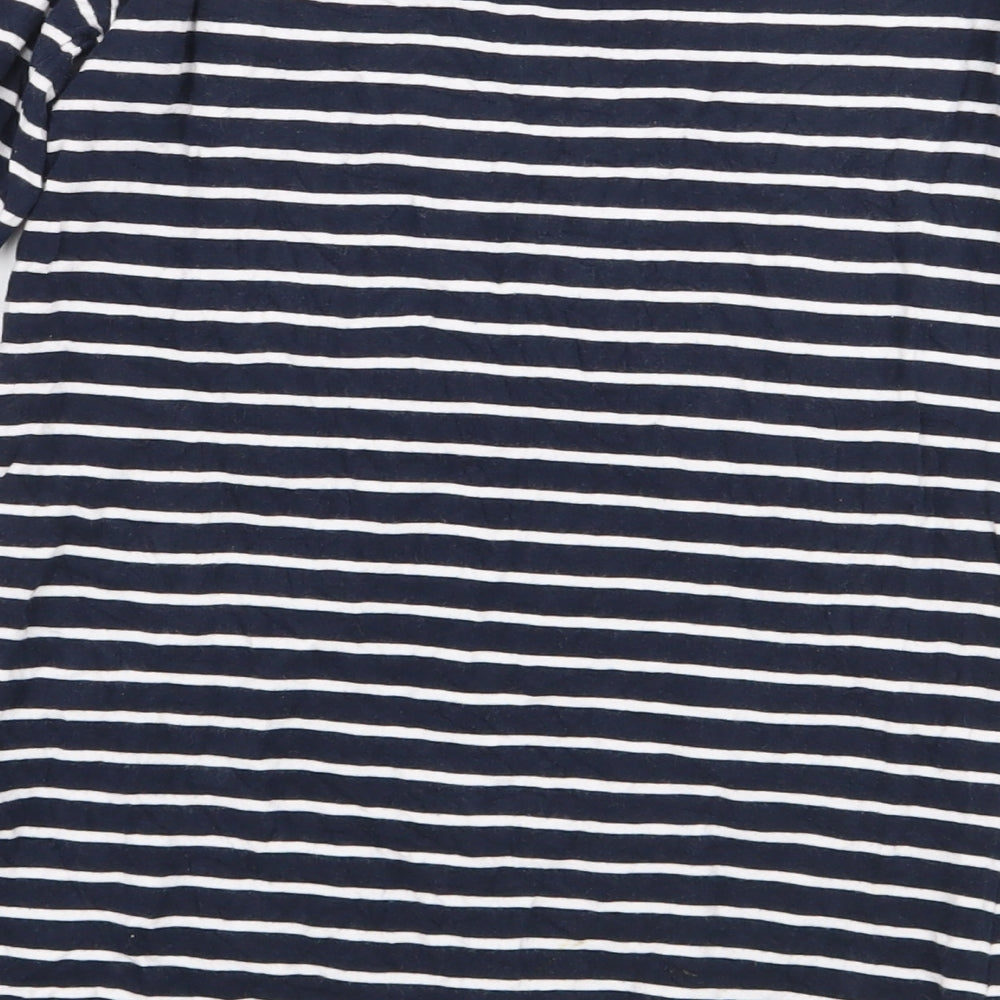 Atmosphere Womens Blue Striped Cotton Basic T-Shirt Size 8 Off the Shoulder