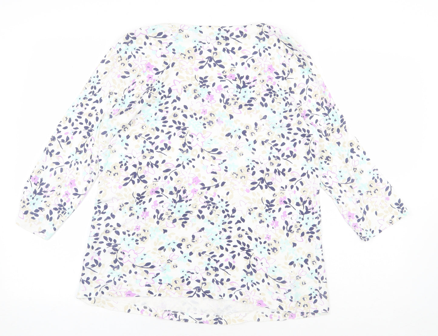 Bonmarché Womens Multicoloured Floral 100% Cotton Basic Blouse Size M Round Neck