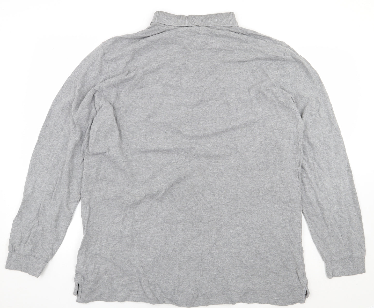 Jaeger Mens Grey 100% Cotton Polo Size XL Collared Button