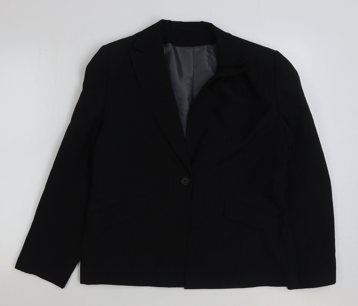 Dorothy Perkins Womens Black Striped Polyester Jacket Blazer Size 16