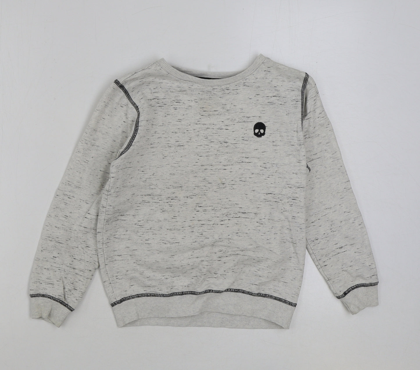 George Boys Grey Cotton Pullover Sweatshirt Size 8-9 Years Pullover - Skull