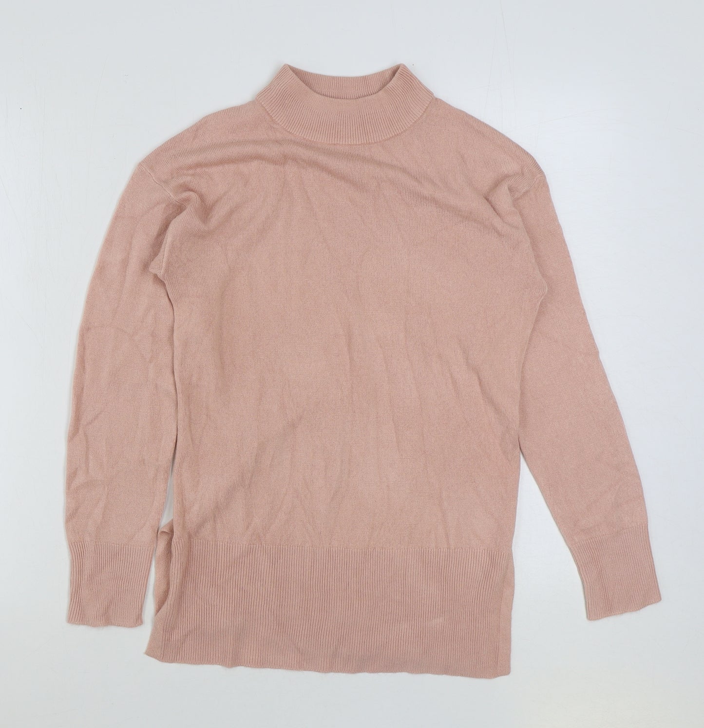 Matalan Womens Pink Mock Neck Acrylic Pullover Jumper Size 8
