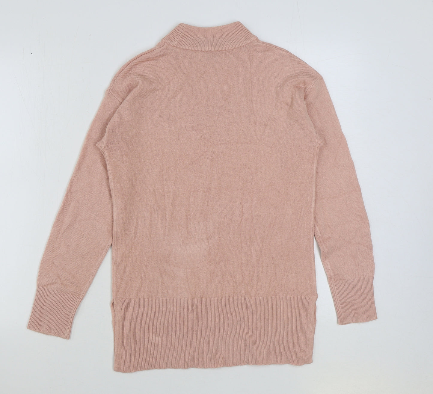Matalan Womens Pink Mock Neck Acrylic Pullover Jumper Size 8