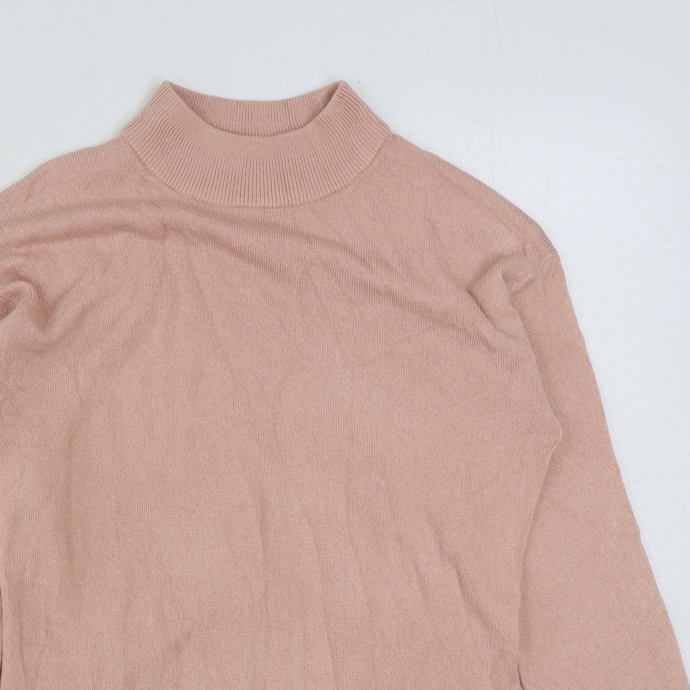 Matalan Womens Pink Mock Neck Acrylic Pullover Jumper Size 8