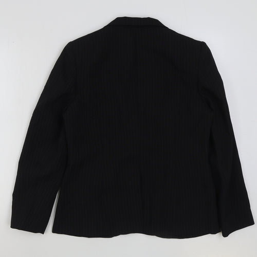 Select Womens Black Striped Polyester Jacket Blazer Size 14