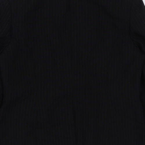 Select Womens Black Striped Polyester Jacket Blazer Size 14