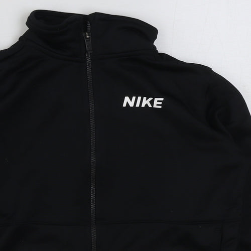 Nike Boys Black Polyester Full Zip Sweatshirt Size 8-9 Years Zip