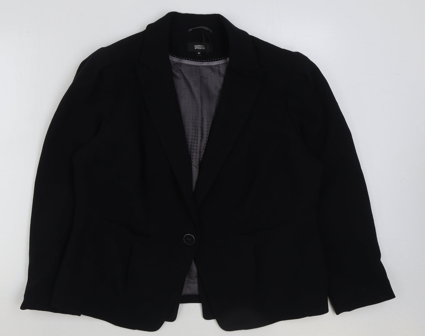 Marks and Spencer Womens Black Polyester Jacket Blazer Size 20