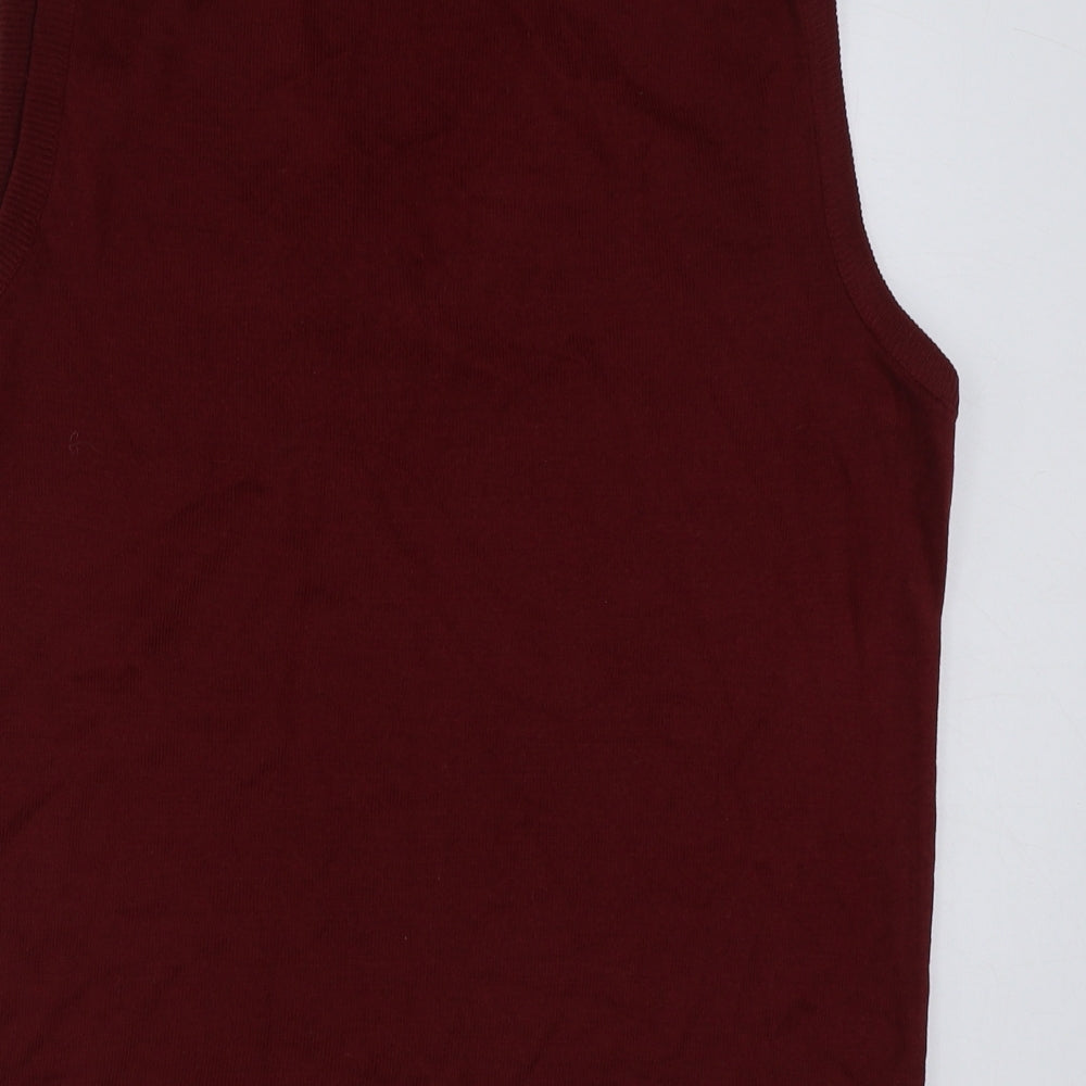 BHS Mens Red V-Neck Acrylic Vest Jumper Size M