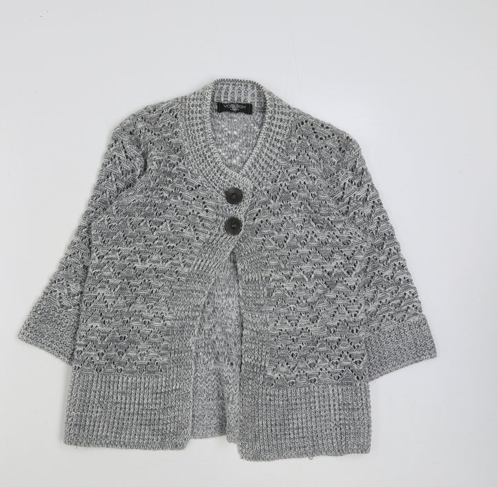 Voguish Womens Grey Round Neck Acrylic Cardigan Jumper Size S