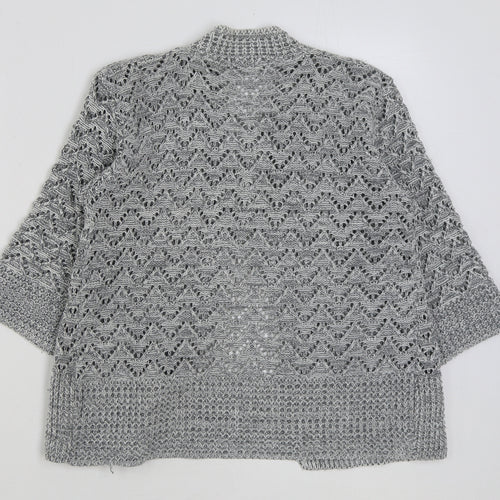 Voguish Womens Grey Round Neck Acrylic Cardigan Jumper Size S
