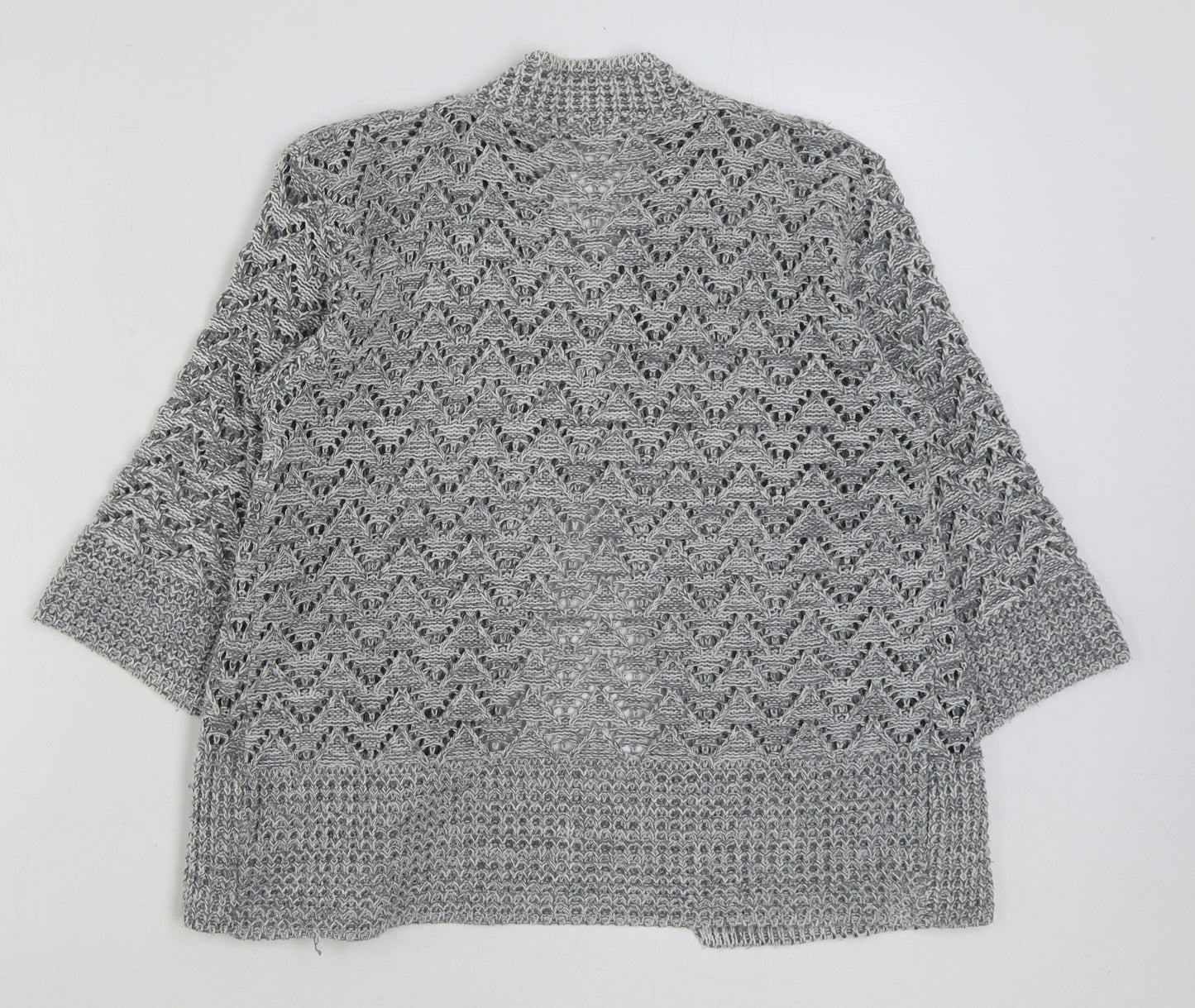 Voguish Womens Grey Round Neck Acrylic Cardigan Jumper Size S