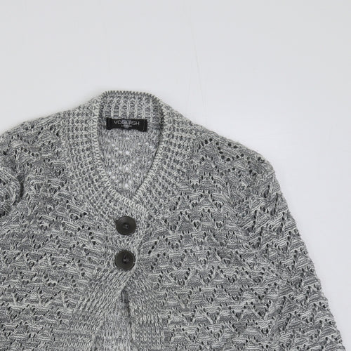 Voguish Womens Grey Round Neck Acrylic Cardigan Jumper Size S